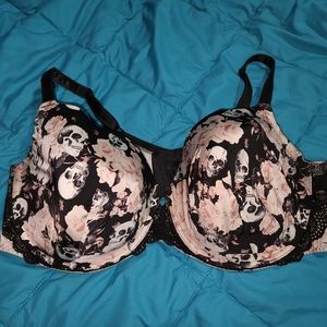 Torrid 46DDD Floral Skull Print Underwire Bra Like New